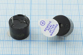 Зуммер магнитоэлектрический с генератором, размер 12x10, напряжение 12В, частота 2.3кГц, контакты 2P