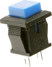 PBS-15B blue, Кнопка квадратная без фиксации OFF-(ON) (1A 250VAC), синяя
