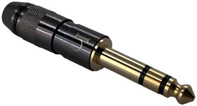 IO-T3MBK, Phone Connectors Connector, 1/4 Inch, Chrome and Gold, Straight, Stereo