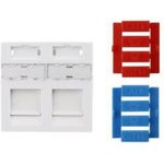 Вставка Hyperline, 45x45 (аналог Mosaic) для 2х модулей Keystone Jack, со шторками, белая