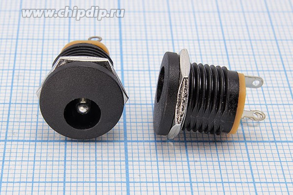 Гнездо питания DC на панель, соединительная резьба М12, центральный диаметр 2,4мм, D5,5, 3C; Q-9038 Z гн пит DC 2,4D5,5\3C\ON-OFF\пан М12\\Q