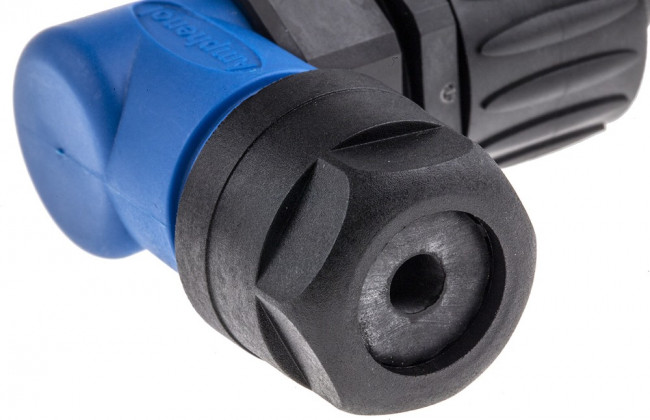 C016 10F006 000 10, Circular DIN Connectors 6+PE FEM R/A BLUE CRIMP