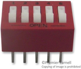 76SB05T, DIP Switches / SIP Switches DIP Switch SPST Raised Rocker 5 Pos