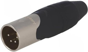 AX4M, Вилка, XLR, "папа", PIN: 4, прямой, на провод, пайка, посеребренные