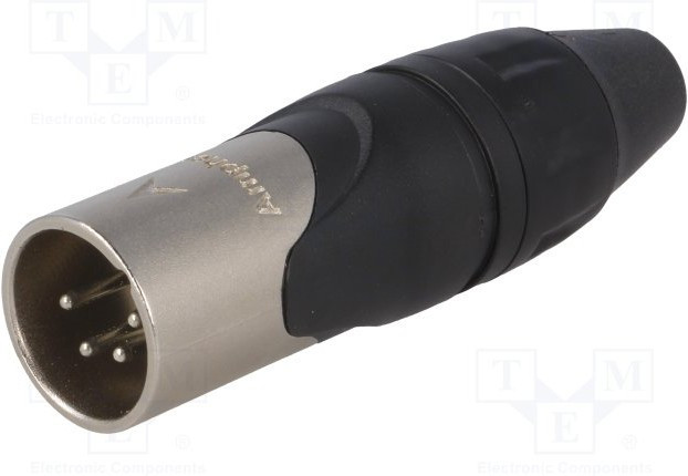 AX4M, Вилка, XLR, "папа", PIN: 4, прямой, на провод, пайка, посеребренные