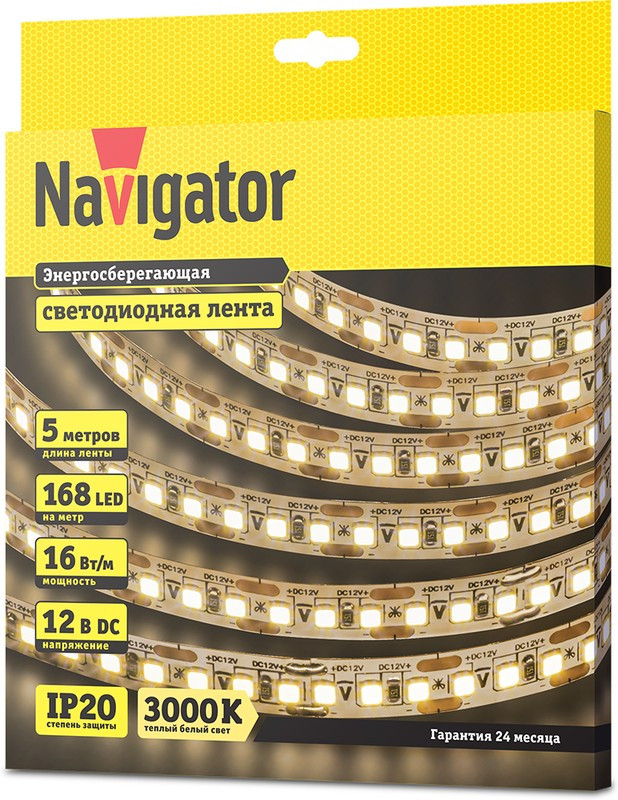 СД Лента Navigator 14 457 NLS-2835WW168-16-IP20-12V СД Лента Navigator 14 457 NLS-2835WW168-16-IP20-12V