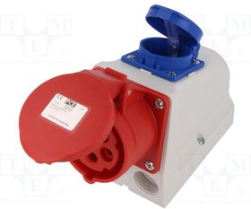 9215-6, Разъем: питания AC, трехфазный, гнездо, "мама", 16А, 400ВAC, IP44