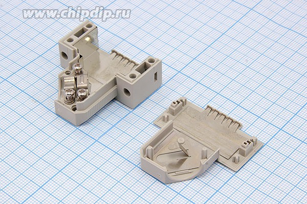 Корпус к разъёму D-SUB 15 контактов, пластиковый серый, с выходом кабеля под углом 45 градусов; №15225 кожух D-SUB\15P\пл\сер\ винт\\V42254-