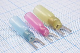 233043Y, Наконечник вилочный 4.3мм изолированный термоусаживаемый, желтый; Q-15950Y клемма"U" d 4,3\0,7\S4,0~6,0\Cu луж\t-усад\жел\\