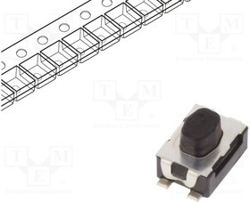KMR441GLFS, Микропереключатель TACT, SPST-NO, Положения 2, 0,05A/32ВDC, SMT KMR441GLFS, Микропереключатель TACT, SPST-NO, Положения 2, 0,05A/32ВDC, SMT