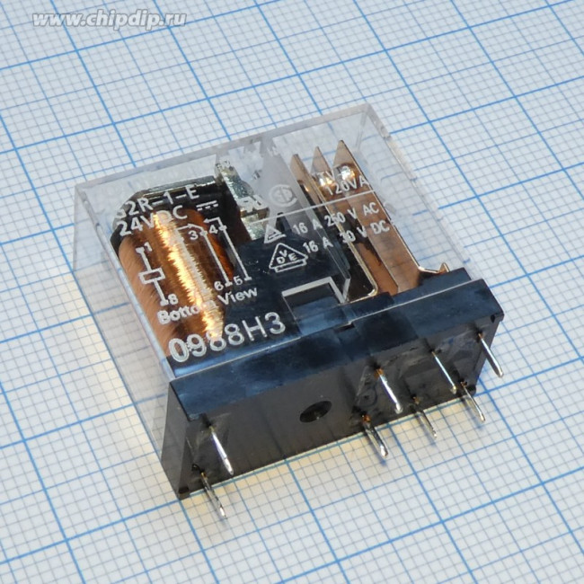 G2R-1-E 24DC, Реле 1 переключ. 24VDC, 16A/250VAC SPDT
