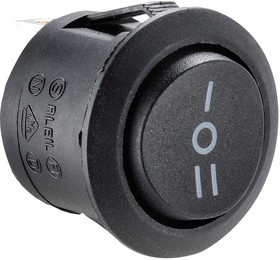 MP004438, Клавишный переключатель, Centre off, 250VAC, SPDT, Без Подсветки, Панель, Черный