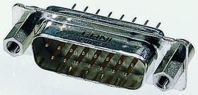 023157, TMC 15 Way Through Hole D-sub Connector Plug, 2.84mm Pitch, with 4-40 Screwlock, M3 Insert