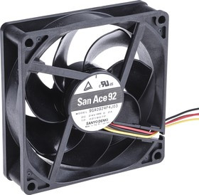 9GA0924P4J03, San Ace 9GA Series Axial Fan, 24 V dc, DC Operation, 132m³/h, 4.8W, 200mA Max, 92 x 92 x 25mm