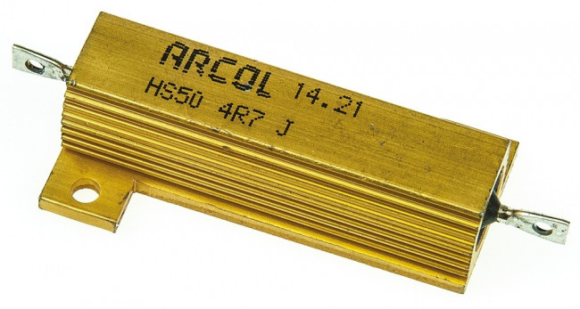 HS50 4R7 J, Резистор, с осевыми выводами, 4.7 Ом, Серия HS, 50 Вт, ± 5%, Лепесток для Пайки, 1.25 кВ