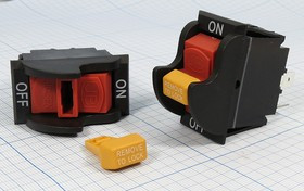 Клавишный выключатель с блокировкой случайного переключения, 220В/8А; №10876 Пкл\\ 8\2xON-OFF\\чер\ кр\IP56\4T\HY-7\с ключом