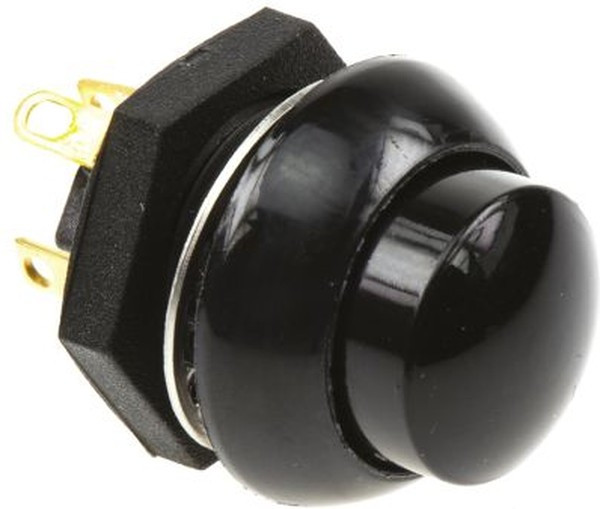 P9-213122, Pushbutton Switches 5A Blk Raised Dome 2 Circuit Solder P9-213122, Pushbutton Switches 5A Blk Raised Dome 2 Circuit Solder