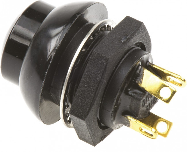 P9-213122, Pushbutton Switches 5A Blk Raised Dome 2 Circuit Solder P9-213122, Pushbutton Switches 5A Blk Raised Dome 2 Circuit Solder