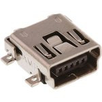 1734035-2, Разъем USB-B mini, USB 2.0, гнездо угловое 5pin SMD