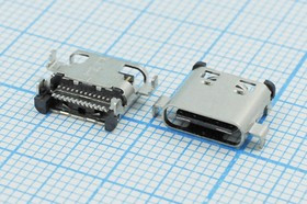 Разъем USB розетка, тип C 3.1, контакты на плату, USB3.1TYPE-C 24PF-029