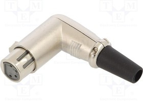 FC60954N, XLR Connector, Socket, Right Angle, Cable Mount, 4 Poles