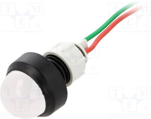 LW-D20-24AC/DC, Индикат.лампа: LED, выпуклый, 24ВDC, 24ВAC, Отв: d13мм, IP40