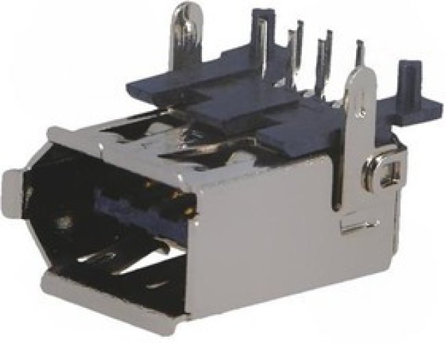 IEEE1394-G, Гнездо, IEEE1394, THT, PIN: 6, угловой 90° IEEE1394-G, Гнездо, IEEE1394, THT, PIN: 6, угловой 90°