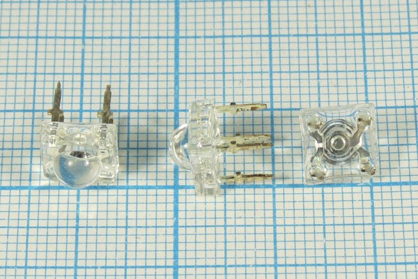 Светодиод 7,62x 7,62x 5,1, белый, 3000 мкд, угол 90, цвет линзы: прозрачный, DFL7605UWC