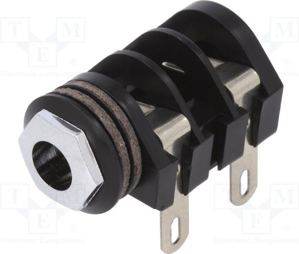 CL1282A, Гнездо, Jack 6,3мм, "мама", mono, Кол-во полюс: 2, угловой 90°