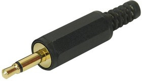 PS000125, Телефонный аудио разъем, 2 контакт(-ов), Штекер, 3.5 мм, Монтаж на Кабель