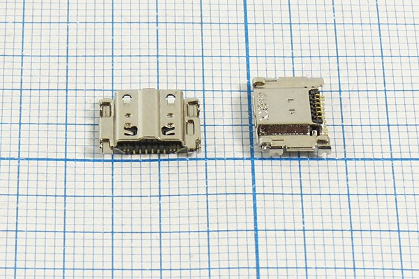 Гнездо micro USB, Тип B, реверсивное (reverse), 11 контактов, SMD на плату; №12650 гн microUSB REV\B\11C4HP\плат\\ \microUSBB11SADREV\