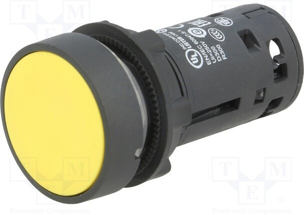 Кнопка 22мм желтая с возвратом 1НО XB7NA81