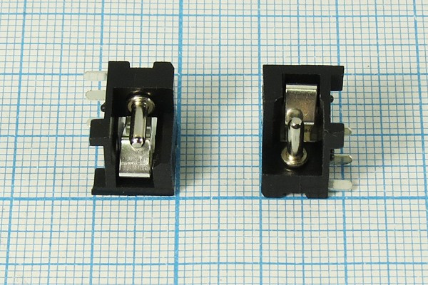 Разъем питания DC розетка, d2.1 D5.5, 3C, на плату, угловой, DJK-22A