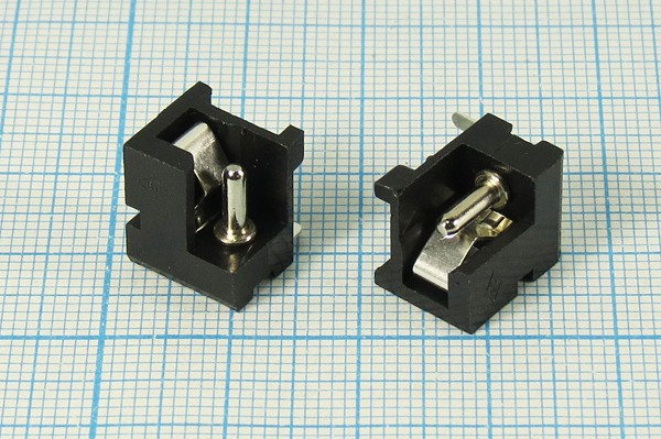 Разъем питания DC розетка, d2.1 D5.5, 3C, на плату, угловой, DJK-22A