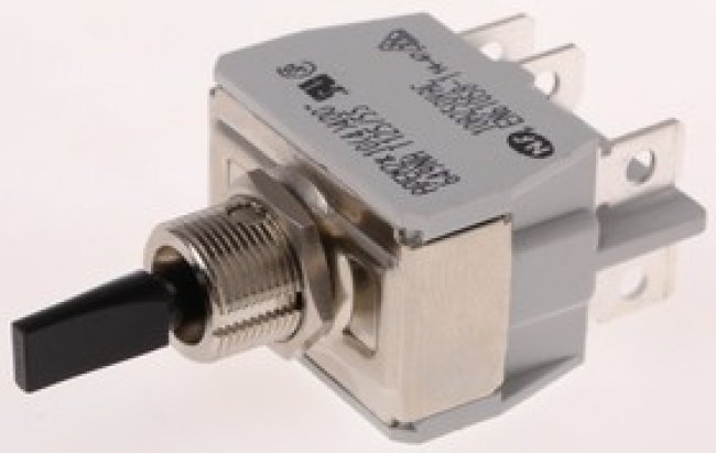 649NH/2, Toggle Switch, Panel Mount, On-Off-On, DPDT, Tab Terminal 649NH/2, Toggle Switch, Panel Mount, On-Off-On, DPDT, Tab Terminal