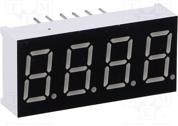 LFD036BAG-101A-02, Дисплей: LED, 7-сегментный, 9,14мм, 0,36", II.зн: 4, зеленый, 4,6мкд