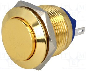 V19-12H-G, Переключатель антивандальный, 1, SPST-NO, 2A/36ВDC, IP65, 19мм