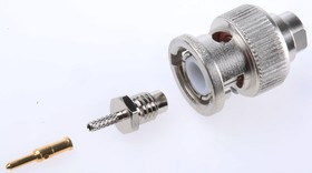 J01000B0018, Plug Cable Mount BNC Connector, 50, Crimp Termination, Straight Body