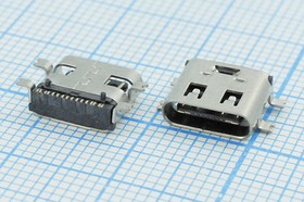 Разъем USB розетка, тип C 3.1, контакты на плату, USB3.1TYPE-C 16PF-26