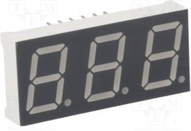 KW3-521CVA, Дисплей: LED, 7-сегментный, 13,2мм, 0,52", II.зн: 3, красный, катод