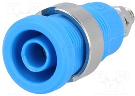 PJ3265-BU, Гнездо, "банан" 4мм, 36А, Отв: d12мм, синий, никелированные, 5мОм