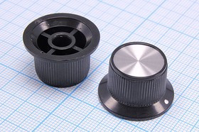 Ручка круглая диаметр 24,7мм, диаметр регулятора 6.0мм, пластик, черный/металл, CP-A; №9260 ручка d6,0z36\24,7x15\пл\ чер/мет\\CP-A1-M-T36\