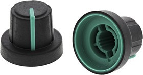 3/03/TPN130-006/237/232, 18.9mm Black Potentiometer Knob for 6mm Shaft Splined, 3/03/TPN130-006/237/232