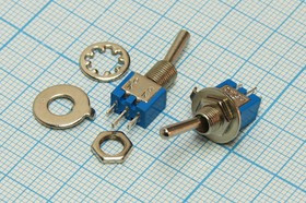 Переключатель рычажный, 220В, 1,5А, ON-ON, d 5,0, металл, 3C, SMTS-102; Q-114 ПРыч\220В\ 1,5А\ON-ON\d 5,0\мет\ 3C\SMTS-102\