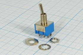 Переключатель рычажный, 220В, 3А, ON-OFF-ON, d 6,4, металл, 6C, MTS-203; №133 ПРыч\220В\ 3А\ON-OFF-ON\d 6,4\мет\ 6C\MTS-203\