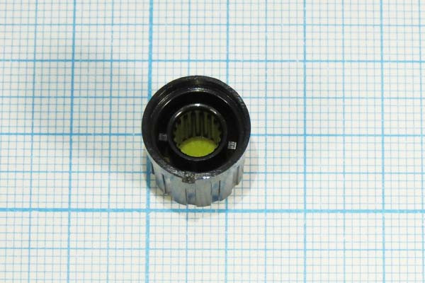 Ручка, внутренний диаметр d6,0, 18 зубцов, размер 13,3x16,5, пластик, черный/зеленый, CP