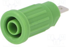 SEPB6451NI-GN, Гнездо, "банан" 4мм, 24А, 1кВ, зеленый, никелированные, 34мм, 5мОм