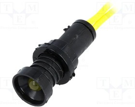 LKM220-Y, Индикат.лампа: LED, вогнутый, 230ВAC, Отв: d10мм, IP20, пластик
