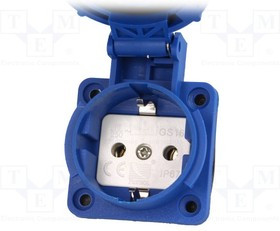 PD.3146S, Разъем: питания AC, гнездо, 2P+PE, 250ВAC, 16А, синий, PIN: 3, IP67
