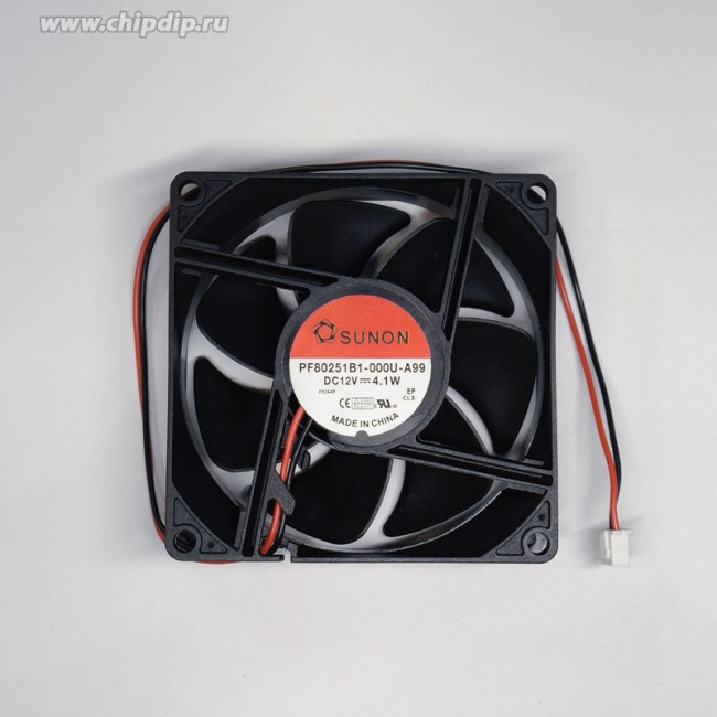 PF80251B1-1000U-A99, (80*80*25 12V 3.66W/0.3A), Вентилятор 12В 80x25 B 4800 об/мин., 101.4м3/час, 44.7дБ, подшипник качения